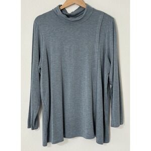 J Jill PureJill Tranquility Fleece Mock Neck Blue Tunic Size XL Comfort Mature